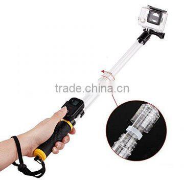 Transparent Floating Extendable monopod with wifi remote clip holder for GoPro(Black/Blue/Yellow)