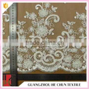 HC-5813-1 Hechun 15 Yards Sale 3D Crochet Design Ivory Migerian Bridal Lace Fabric photo-6