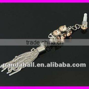 Brass Czech Rhinestone Diamond Earphone Jack Mobile Dustproof Plugs(MOBA-H045-3)