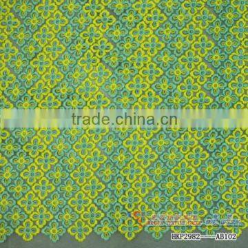 Guangzhou embroidered organza voile lace plaid fabric