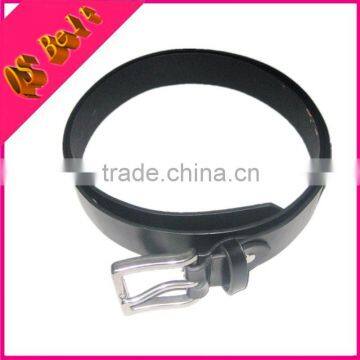 Quality Stainless Steel Buckle Full Grain Black Soft Leather Belt