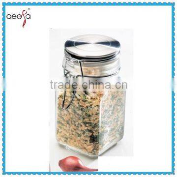 High quality glass apothecary stainless steel spice condiment storage containers jar wholesale