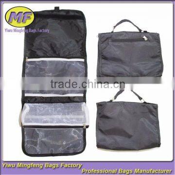 Cheap Plain Black Mesh Polyester Hanging Makeup Bag Distributor