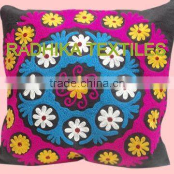 RTCC-1 Suzani embroidered cushion cover high fashion home decor flower theme cushion covers new embroidery design jaipur