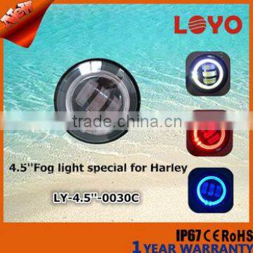 DOT approved 4.5" Black led fog light with white yellow angel eye for harley davision sposter