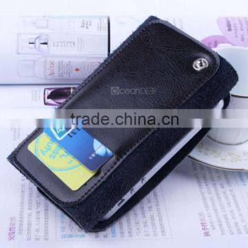 Genuine leather wallet type case hot selling wallet case for iphone5 folded card slots case