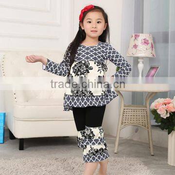 Kaiya gray four leaf clover kids cotton clothes design elegant kids clothes