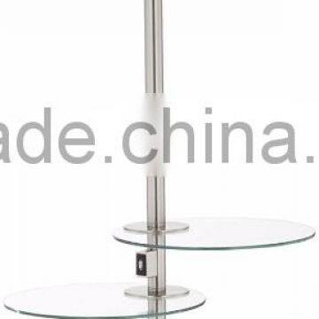 1024-21 Two Glass Trays a Brushed Nickel Finish Functional and Stylish Concierge Double Tray Floor Lamp With USB photo-3