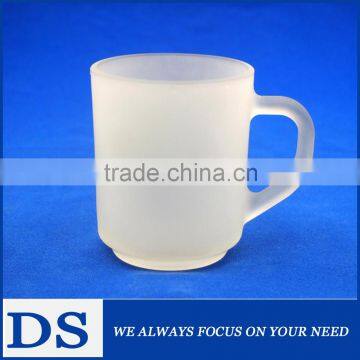 High Quality Frosted White Color Glass Cup With Handle for Juice