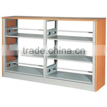 Popular school reading room steel 3 layer two side books display shelf rack