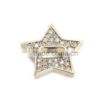 Gold Color Brass Five-Point Star Charm Fashion CZ Micro Pave Jewelry Charm