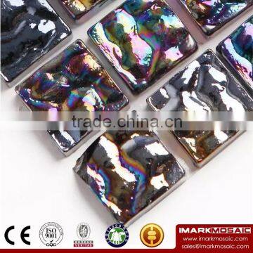 IMARK Iridescent Black Square Glass Recycle Glass Mosaic Swimming Pool Tiles