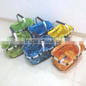 Cheap folding picnic basket with different flower fabric.