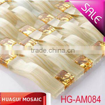 building decorative material beige vaulted hand-drawing glass mosaic tile