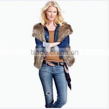 Gradient Color Knitted Rabbit Fur Vest with Sleeveless and Wide Lapels for Fashion Girls