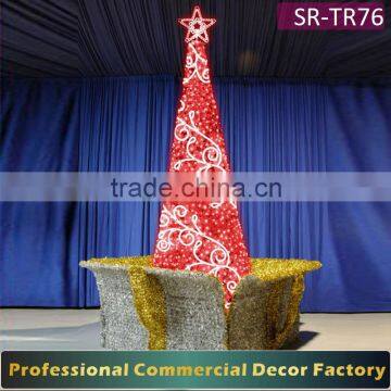 Customize 5m 6m 8m 9m 12m 15m outdoor large giant lighted red christmas cone tree with gift box