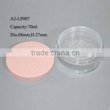 Empty pink color loose powder case for cosmetic use