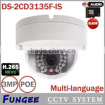 DS-2CD3135F-IS 3MP Support H.265 HEVC Support TF Card Slot &Two Way Audio Mini Dome POE IP CCTV Camera