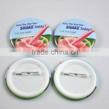 Plastic Button Badge for Promotion Gift, Round Plastic Pin Badge