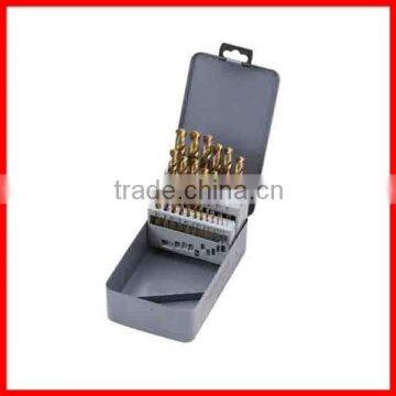 25pc HSS Titanium Twist Drill Bit Set With Metal Case