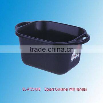 Manufacturer Wholesale Price PP Plastic 12L Square Basin In Black with Handles for Household