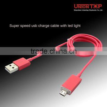 Colorful Fast Charging Micro Usb Cable Bulk With Led Light for Samsung/Huawei/Xiaomi/HTC