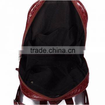 Luxury Women Girls Leather Woven Backpack Campus Shoulder Bag Bookbag Satchel