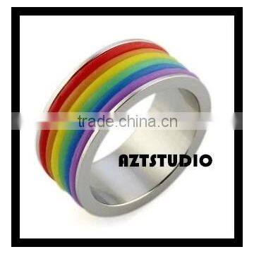 2015 July Gay Men Ring Rainbow stainless steel Ring wholesale