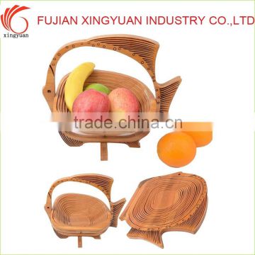 100% Bamboo Collapsible Folding Fruit Basket with fish-shape