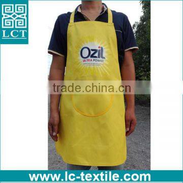 yellow color heat transfer print cheap promotional kitchen apron waterproof