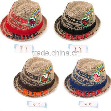 2013 hot sale kids hats summer straw fedora hats for children