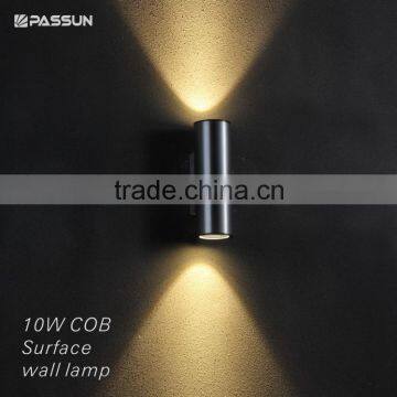 COB 10w 100lm/w brushed silver round led surface wall light