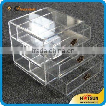 3 drawer clear acrylic bin