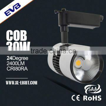 CE SAA PSE Bridgelux Epistar COB CRI85 Led Track Light 30W for Musemu Shop Lighting