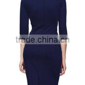 Women's Retro Navy Style 1/2 Sleeve Slim Bodycon Business Pencil Dress