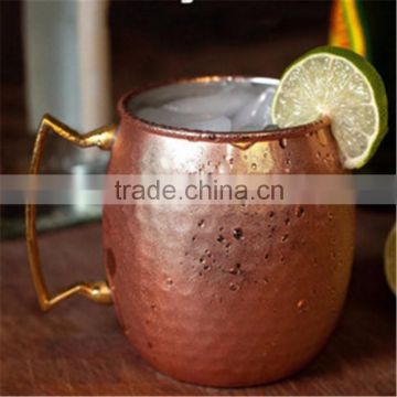 2016 new product of Manufacturer Moscow mule OEM hammered copper beer Mugs with handel