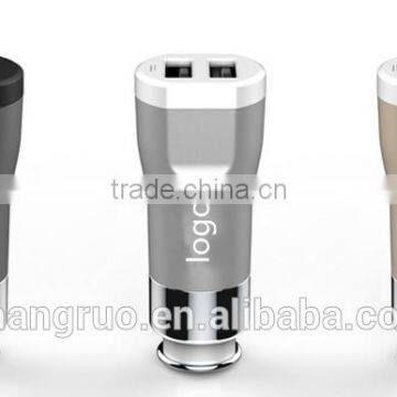 New intelligent control Chip USB Car charger Beautiful car charging adapter 5V 2.4A+1A dual USB Car charger