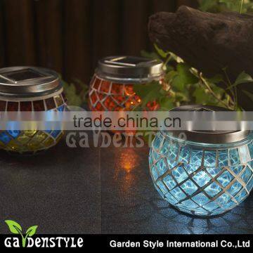 Hot Sell Polycrystalline Silicon Solar Mosaic Jar Colored Led Light Garden Solar Light for Holiday