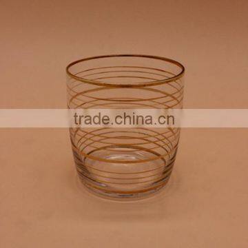 Clear Old Fashioned Glass With Golden Rim