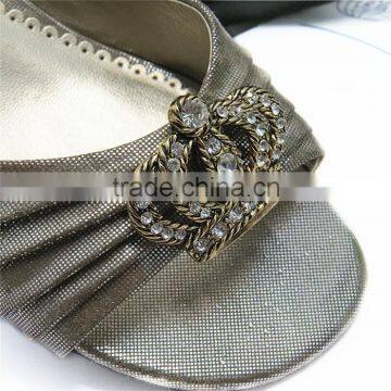 Minas Bridal Vtg Style Antique Clear Rhinestone Crown Shoe Clips