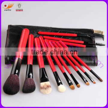 12pcs top quality professional wood handle makeup brushes--oem logo