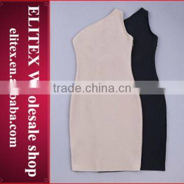 2015 Wholesale black One-shoulder sexy fashion high quality dropship bandage dress