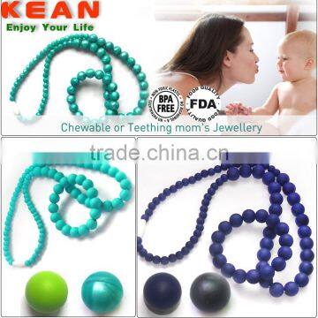 China factory wholesale silicone beaded necklace for baby teething