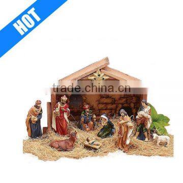 9pcs Holiday Handmade Painted Resin Decortive Nativity Set