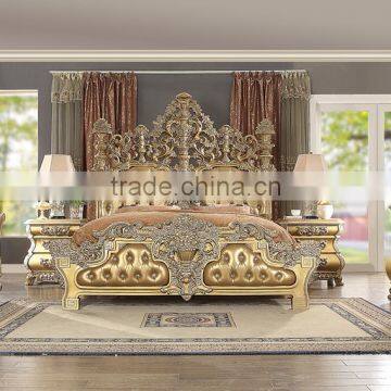 Wooden Hand Carved European Style Fancy Classical Canopy Bedroom Furniture/King Bed For Luxury Villa(MOQ=1 SET) photo-4