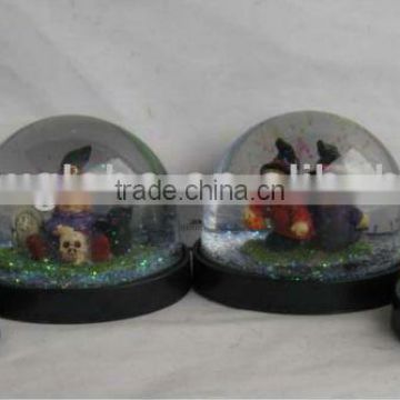 Plastic water globe with custom halloween witch inner