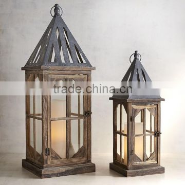 Customized Antique Wood Lantern Creative Hanging Outdoor Lanterns