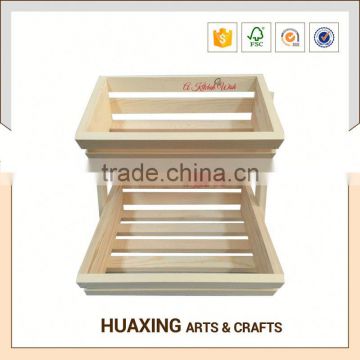 Durable wooden tiered wooden fruit basket stand