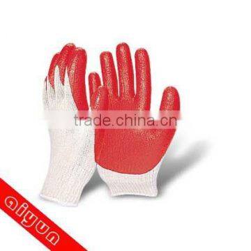 red color Cotton safety gloves PVC heavy duty safety gloves work glove