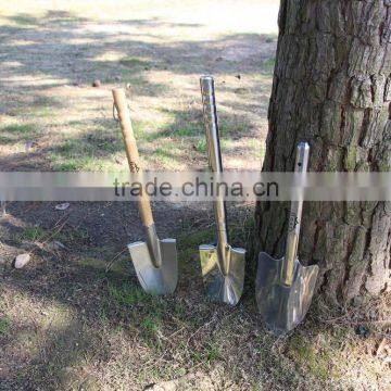 High Grade Wooden Handle Stainless Steel Survival Camping Garden Shovel for Garden Digging